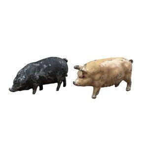 Vintage Lead Figures 2 Hogs/Pigs 1950s Vintage Lead Toys 1" Tall DAMAGED